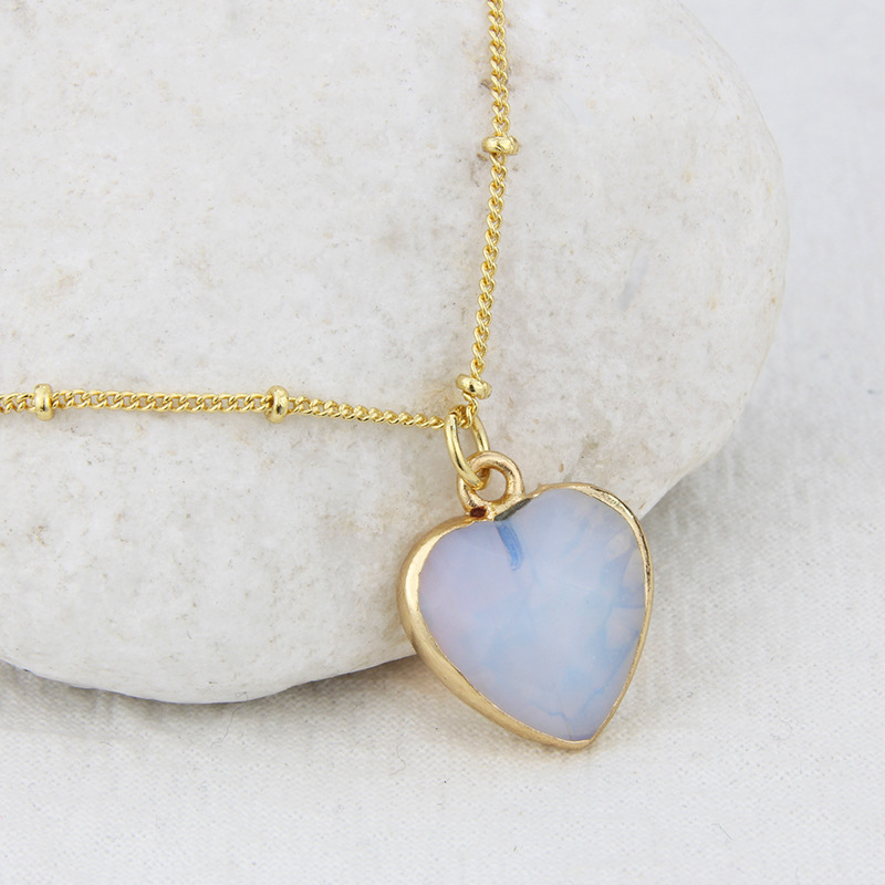 new temperament heart stone pendant copper necklace wholesale