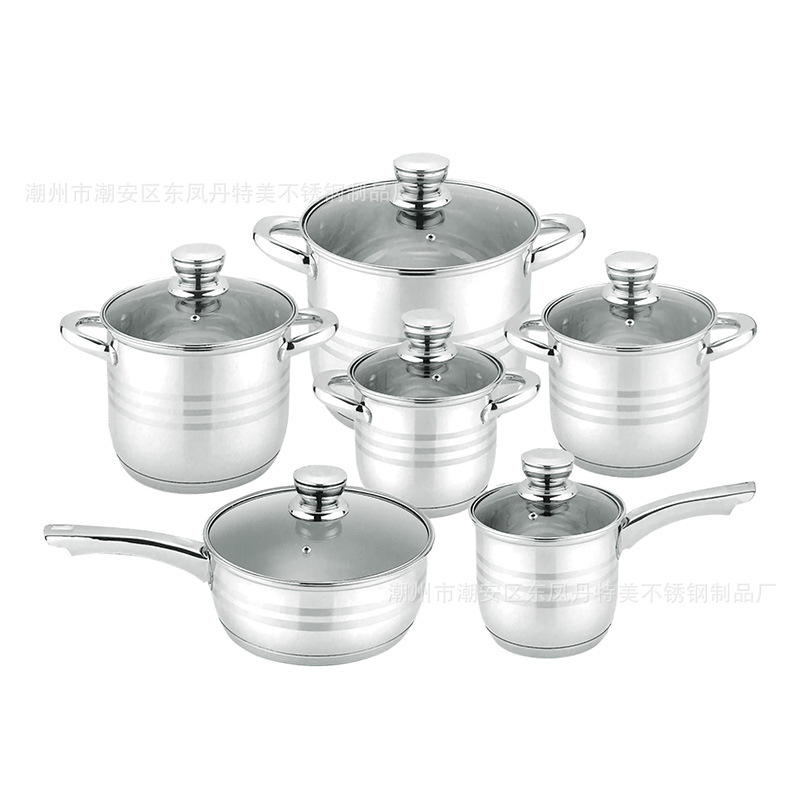 Juego de Ollas de Cocina de Acero Inoxidable de 15 Piezas con Fondo de 5 Capas Sin Recubrimiento para Cocina