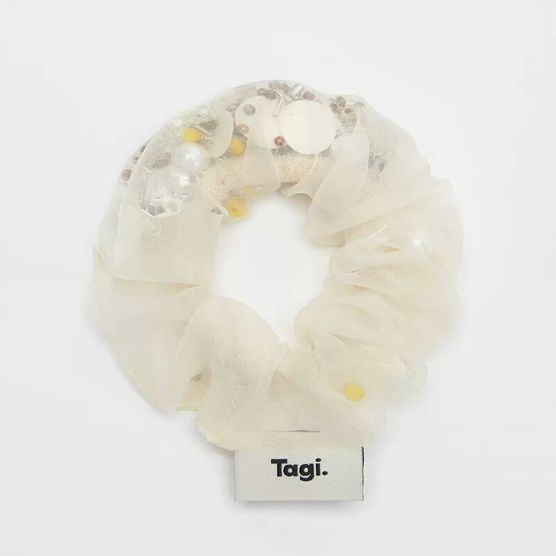 Tagi.亚克力珍珠装饰薄纱闪闪光泽珠珠发圈发绳小众百搭高级配饰|undefined