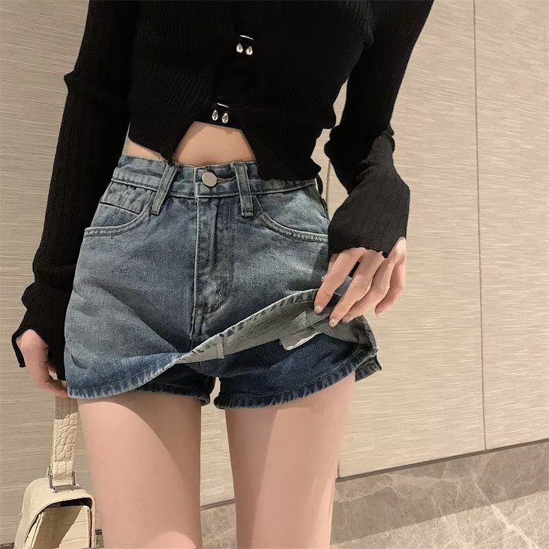 Sweet and Spicy Light-proof Denim Skirt Women's Spring and Summer 2025 New Hip-covering High Waist A- line Skirt Slimming Shorts Skirt