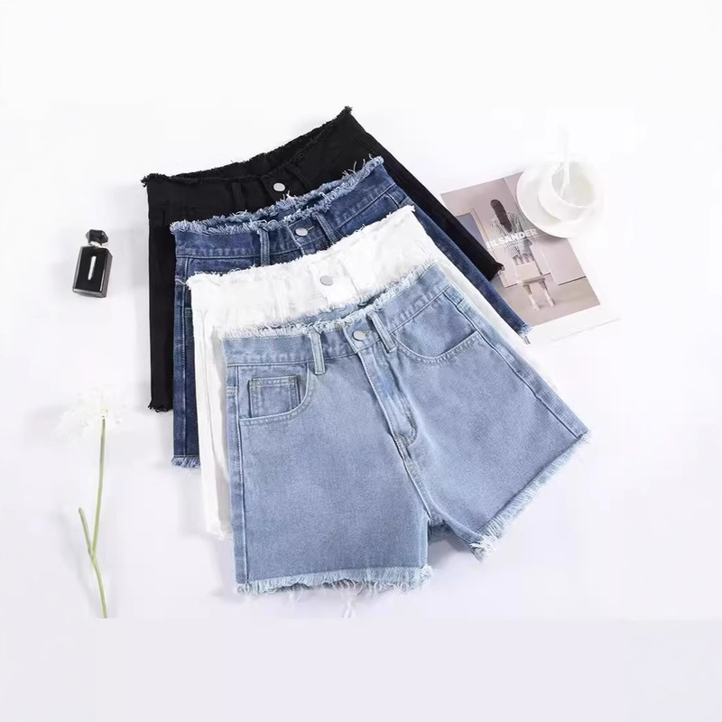 Vintage Fashion Versatile Personalized Slimming Long Legs Wide Legs Hot Pants Trendy Ins Style Tassel Cute Beautiful Denim Shorts
