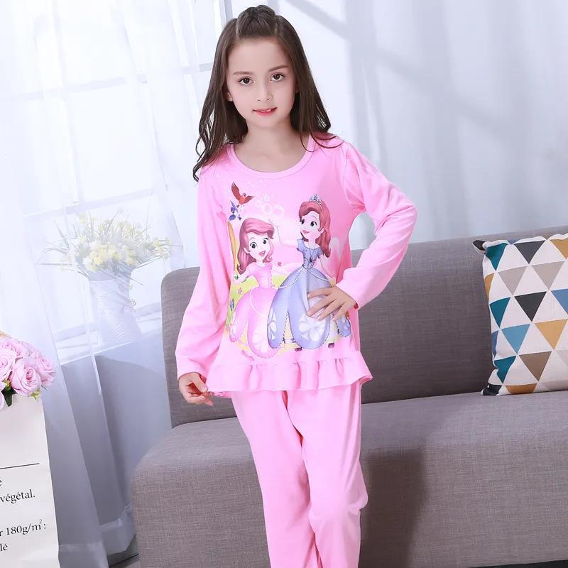 Pijamas infantiles de manga larga primavera y otoño verano niñas niños grandes ropa de aire acondicionado delgada princesa bebé set de ropa de hogar
