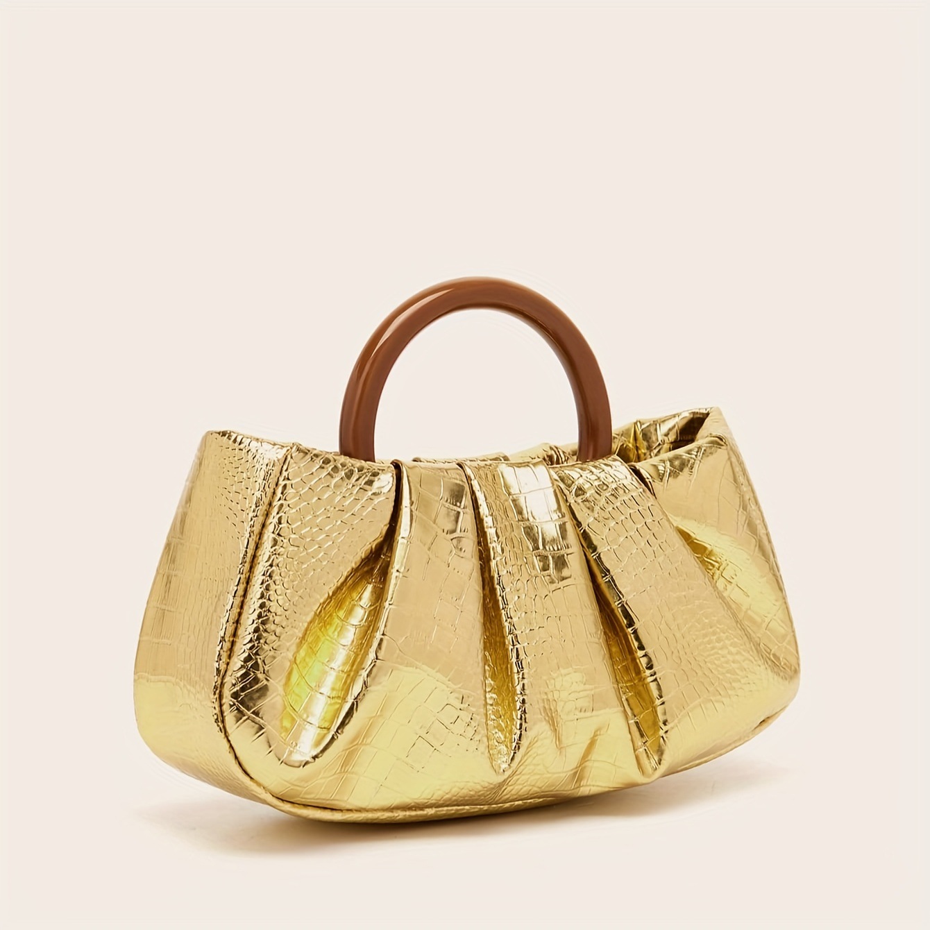 198g Weight Polyester Lining Material Magnetic Buckle Closure Type Top Handle Strap Type Evening Bag Bags Type Casual, Party, Shopping Occasion Pu Leather Material Solid Color Pattern All Seasons Season Women's Gender Elegant Style Cloud Shape Shape Gold Silver Green Pu Leather Solid Color Cloud Shape Evening Bags 8