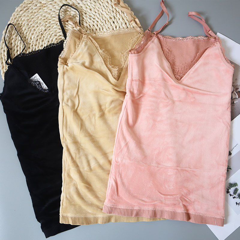 秋冬保暖背心吊带内衣学生加绒加厚修身打底无袖马甲上