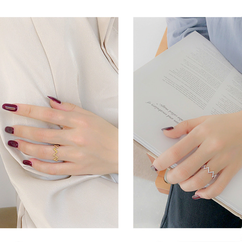 creative small ball wave ring simple geometric smooth bead open copper ring