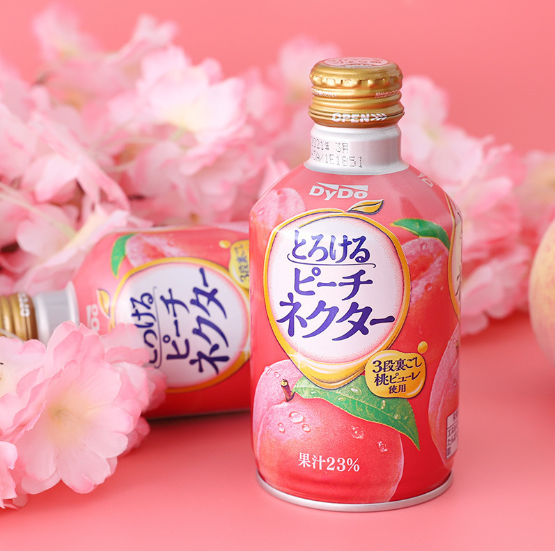 日本进口DyDo达亦多水蜜桃果汁23%饮料白桃汁铝罐桃子味270g