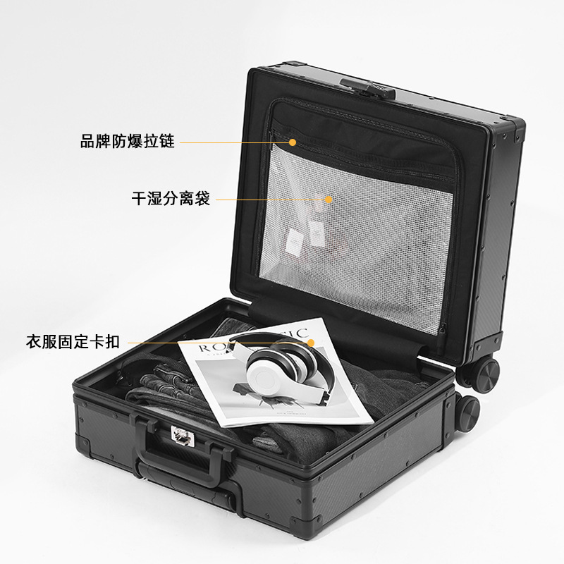 新しいカーボンファイバー製スーツケース、防水、20inch桁のパスワードロック付き、トロリーケース、高級感のある機内持ち込み用スーツケース、ユニバーサルホイール付きケース