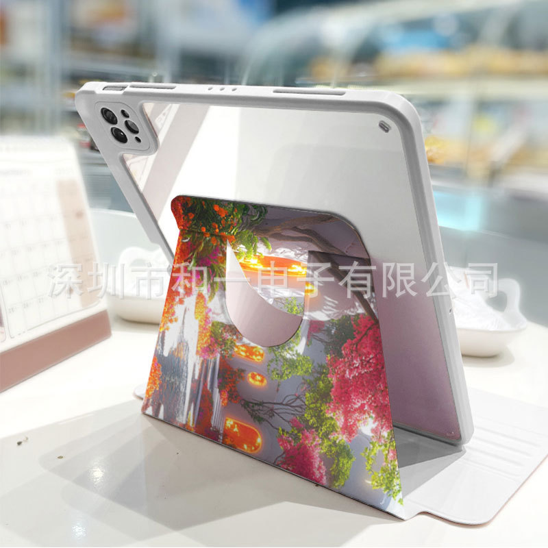 Apple iPad用のペンスロット付きクマの絵カスタマイズされた3つ折り360度回転タブレット保護カバー、スリープウェイクアップ付き|undefined