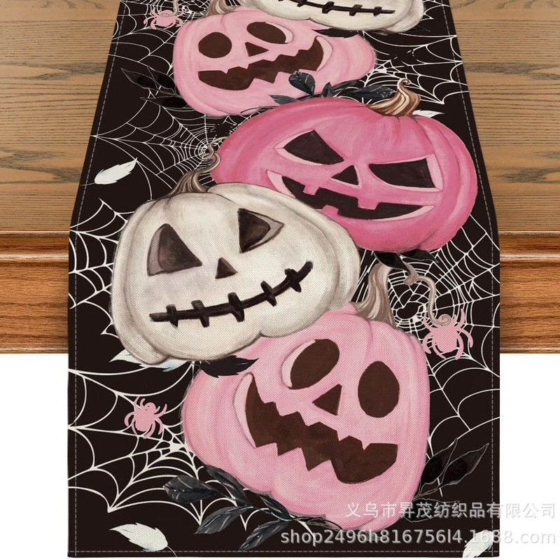 国境を越えた新型ハロウィーン骨格カボチャコウモリテーブル旗家庭装飾テーブルテーブルクロス茶テーブル布|undefined
