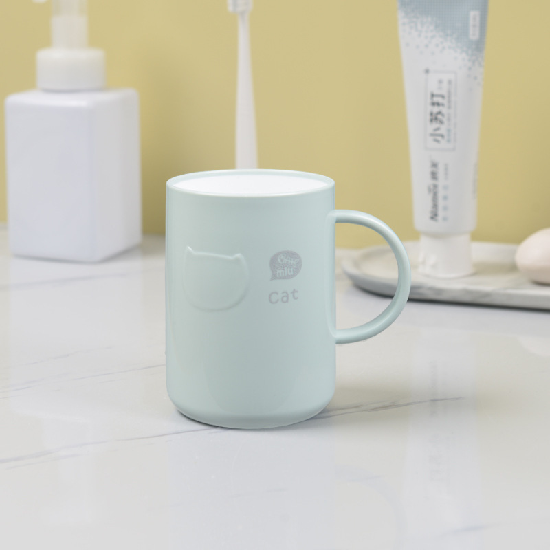 Taza de lavado simple, taza de enjuague de plástico, taza de lavado de pareja doméstica, taza de cepillo de dientes con mango fresco y crema
