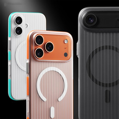 适用iphone17瓦楞磁吸手机壳冰雾磨砂苹果16PROMAX防滑边15保护套