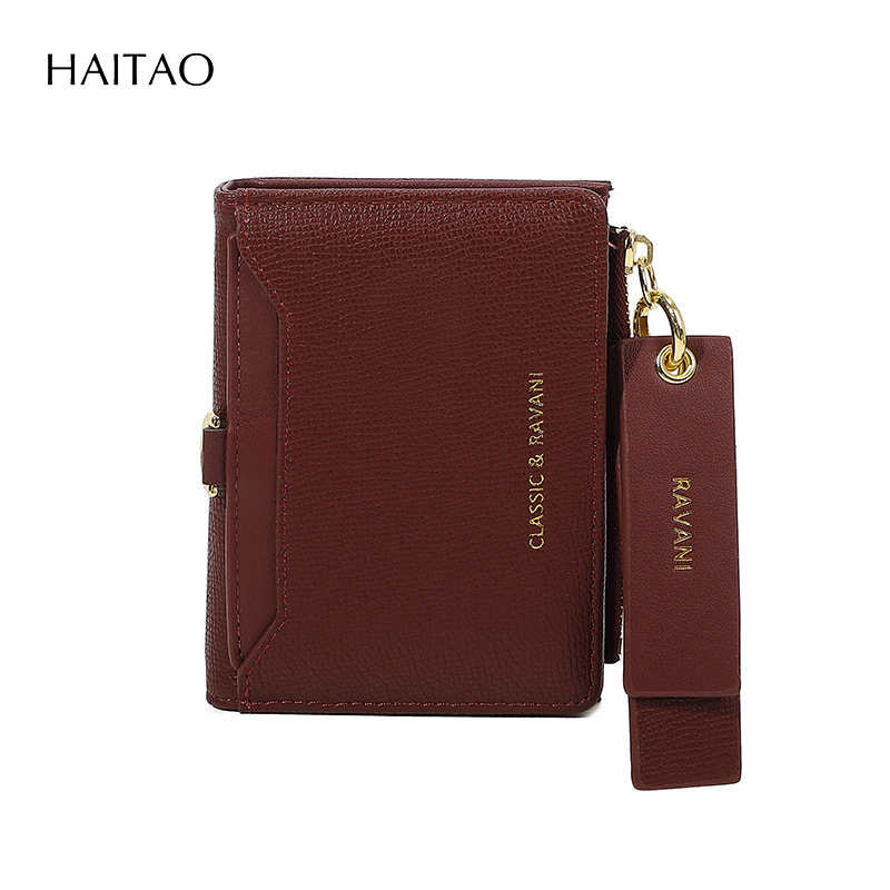 2025 nuevo tipo de bolso con tarjetas se puede colgar sin cuerdas, cartera corta doblada dos veces, bolso de cambio, bolso de tarjetas, viento