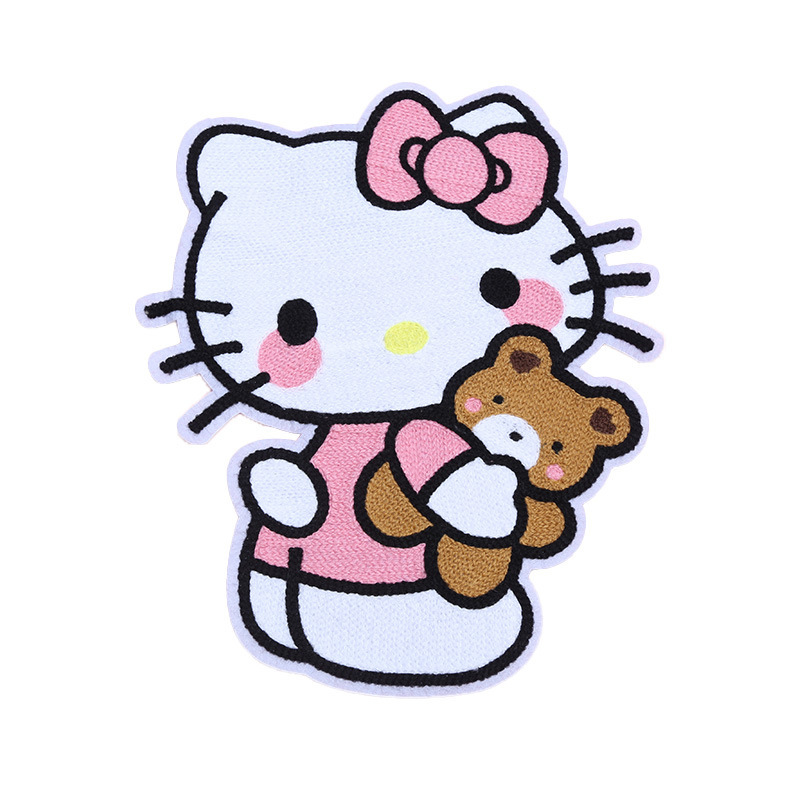 外国貿易卸売漫画大型 kt 猫刺繍布ステッカーハローキティクロスボーダー衣類アクセサリーコンピュータ刺繍ラベル|undefined