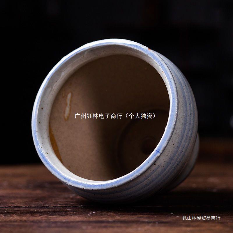 Personalized fleshy flowerpot stoneware breathable retro ceramic root-controlled small stone flower blue and white porcelain meat thumb basin