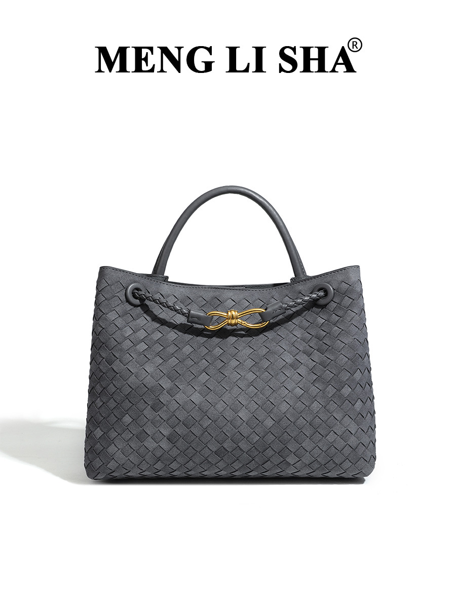 Túi tote satchel da lộn dệt phong cách Châu Âu mùa thu đông, thiết kế retro, đeo vai chéo thời trang