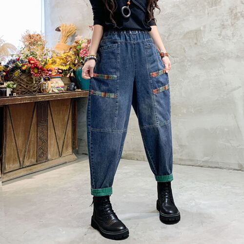 Summer thin jeans women's new style artistic retro all-matching loose slimming Harlan dad pants trend