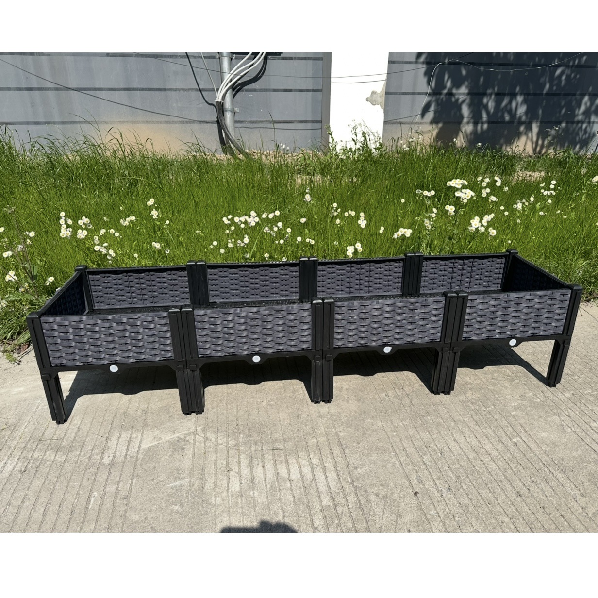 Caja de plantación multifuncional engrosada maceta rectangular combinada de plástico de resina olla vegetal balcón caja de flores larga