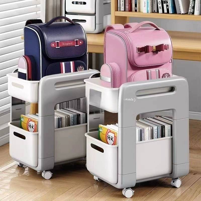 Бесшумная стойка для хранения школьных сумок, съемная тележка, стеллаж для хранения книг, домашний школьный стол для сумок с шкафчиком на роликах