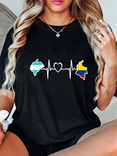 K 48346 Yellow Blue Print T Shirt ����ӡ��T�� �羳ŷ��