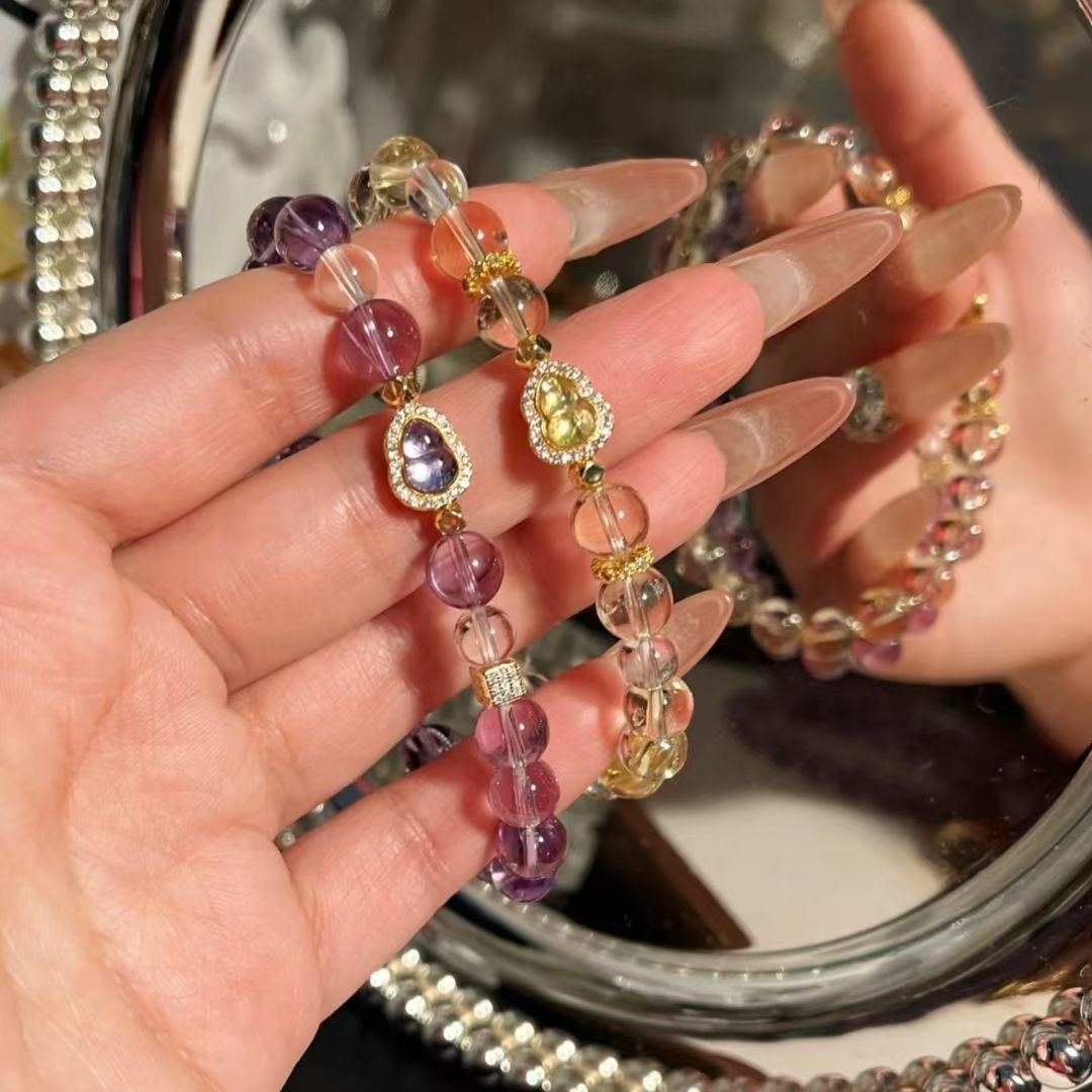 小红薯爆款好运招财智慧能量石天然紫水晶黄碧玺海蓝宝水沫玉福禄