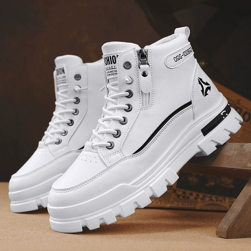 Ботинки Martens, платформа с противоскольжением, демисезонная обувь в английском стиле для повседневной носки, белая кожаная обувь