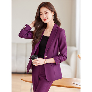 Purple Suit suit Women's 2024 New Spring and Autumn Business Wear High-end Temperament Work Clothes Suit Jacket Autumn
