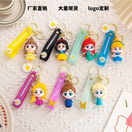 Creative Elsa Pendant Student Keychain Cartoon Mermaid Keychain Personalized Castle Snow White Keychain