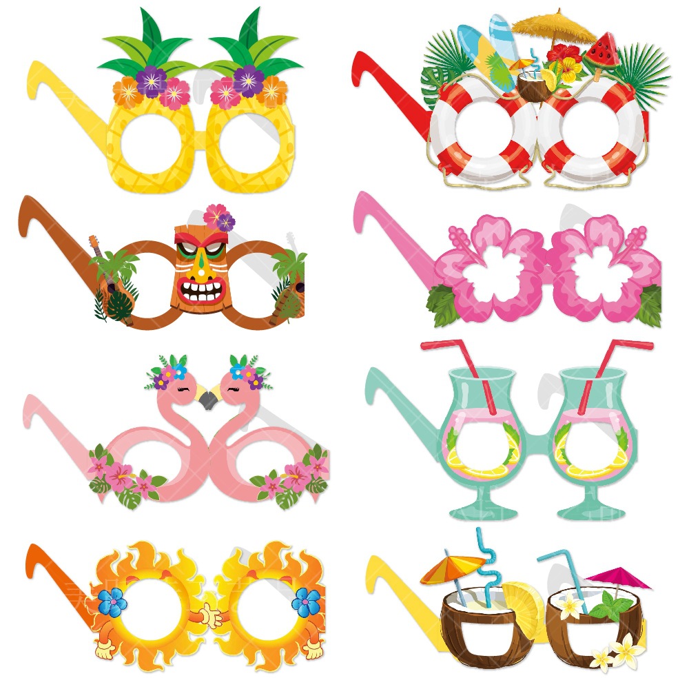Nuevo Hawaiano gafas foto Decoración Accesorios Flamingo piña gafas verano playa fiesta divertido suministros