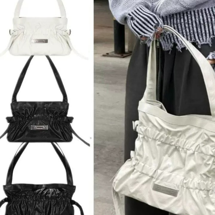 Korean Niche Mk Pleated Tote Women's Versatile One-Shoulder Armpit Crossbody Bag Western Style Belt Commuter Bag