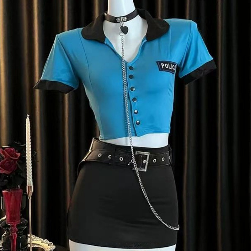 Cosplay Navy Uniform Sexy Female Instructor Policewoman Anchor Stewardess Uniform Nightclub Role Play 171