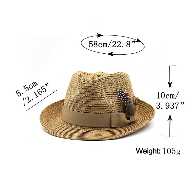 Kid's Beach Feather Sewing Crimping Straw Hat display picture 1