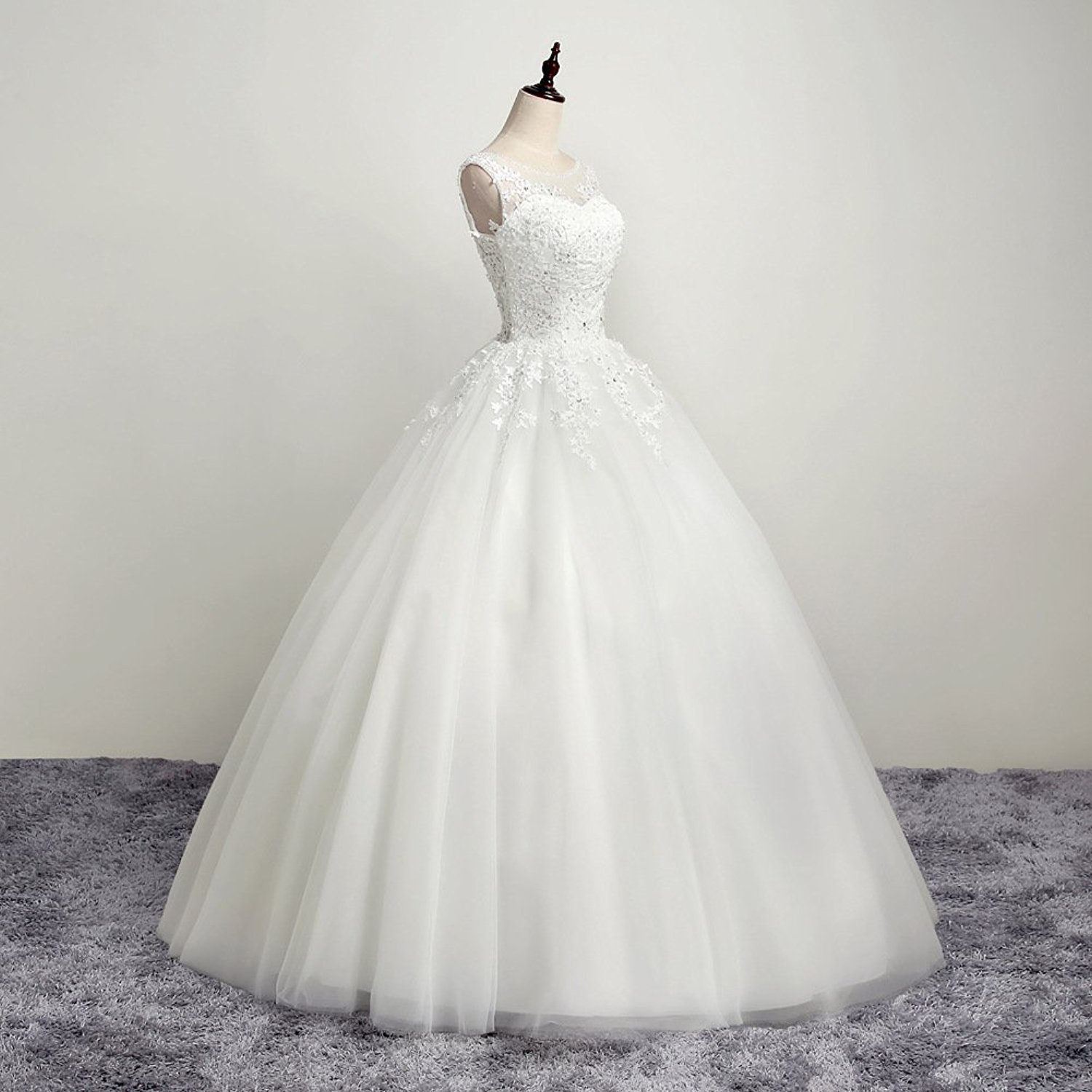 New Winter White Wedding Dress for Women, Puffy Skirt, White Lace Mesh Floor-Length Dress, Going-Out Dress