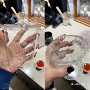 Mixing Plastic Cup Thickeneded Transparent Cup Disposable Cold Drink Coffee Cup with Lid Milk Tea Fat Cup