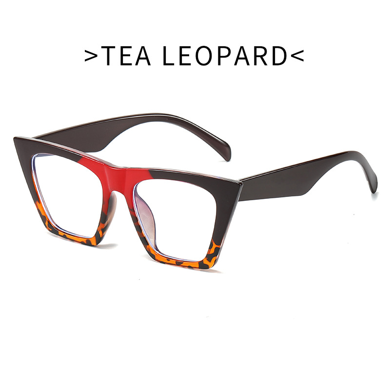 Gafas lisas de ojo de gato estilo ins color a juego marco grande gafas de luz anti-azul Gafas de computadora de moda transfronteriza europea y americana 98057