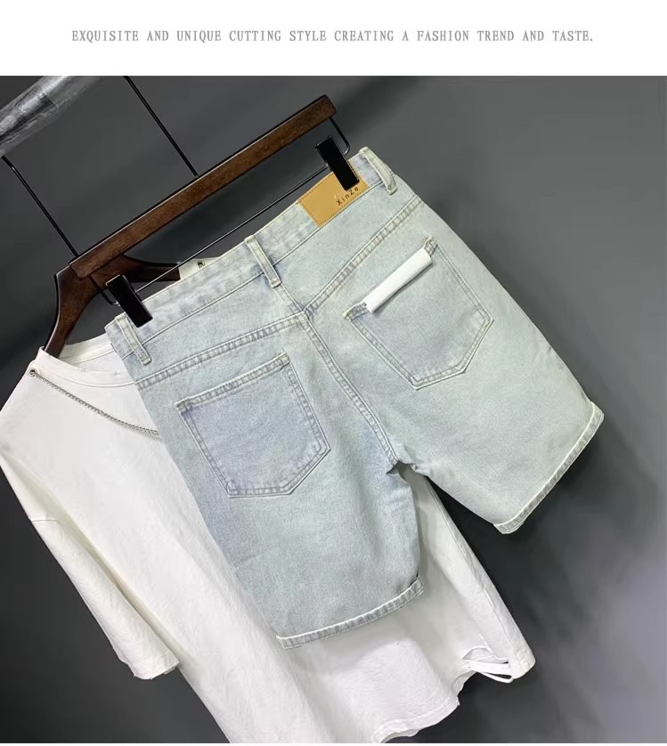 Men's Clothing Men's Retro Stretchy Denim Shorts Trendy Summer Style Five Point Pants For Formal & Casual For Mental_mkmklike.com