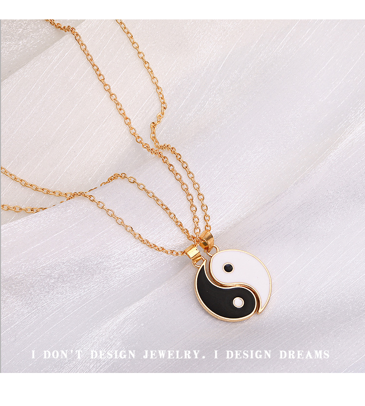 Amazon New Drop Oil Necklace Taichi Pattern Pendant Necklace European and American Fashion Geometry 