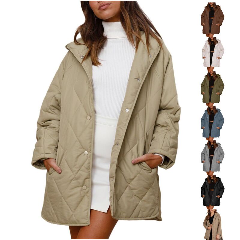 2026 Women's Winter Coat Casual Diamond Quilted Hooded Lightweight Jacket for Women, European and American Style, Foreign Trade, Amazon 2026 Women's Winter Coat Casual Diamond Quilted Hooded Lightweight Jacket for Women, European and American Style, Foreign Trade, Amazon