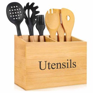 Bamboo Household Knife and Fork Storage Kitchen Partition Box 2 Compartments Kitchen Utensils, Tableware and Cosmetics Classification Organization Box Can Be Customized