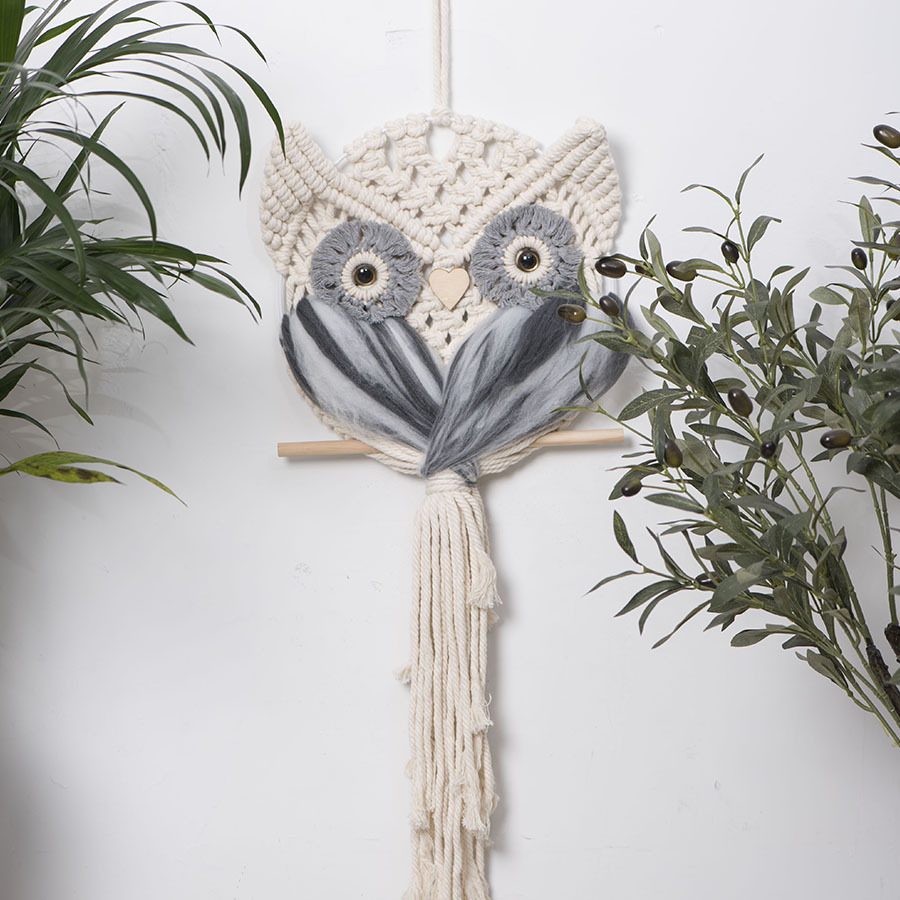 Colgante de búho tejido a mano cuerda de algodón bohemio alfombra de bordillo alojamiento residencial hotel porche colgante creativo