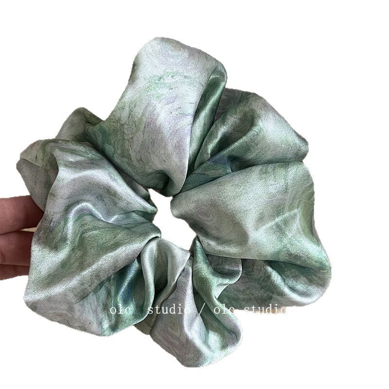 静谧星空蓝~高级感油画缎面大肠发圈扎头发发绳优雅头绳发饰女夏|undefined