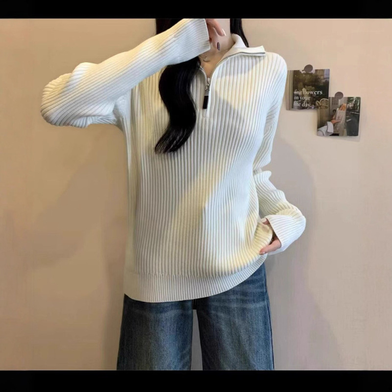 2025 Autumn and Winter Polo Collar Half-Zip Knitwear Knitwear Women's Outer Wear Bottoming Western Style Design Niche Tops 2025 Autumn and Winter Polo Collar Half-Zip Knitwear Knitwear Women's Outer Wear Bottoming Western Style Design Niche Tops