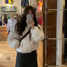 4天2025冬季新韩国东大门OU*CE宽松纯色立领拉链鸭绒羽绒服外套女