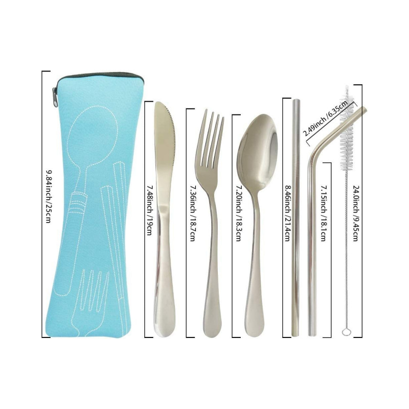 热销潜水料餐具包 防水便携餐具盒 户外野餐便当筷子勺子叉子收纳