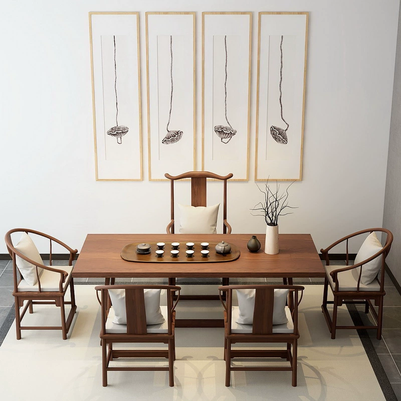 Чайная комната в стиле дзен, журнальный столик для чая в стиле кунг-фу, магазин красоты, чайный столик, магазин одежды, комбинация чайного столика и стула в китайском стиле из цельного дерева