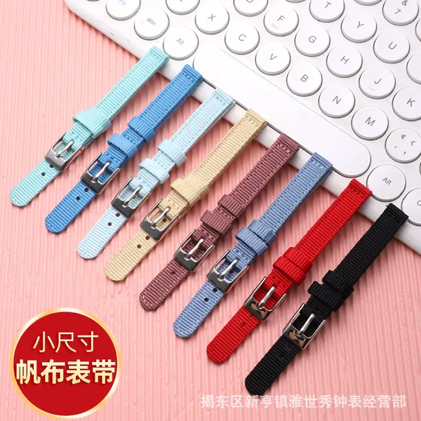 Small Size Wear-Resistant Canvas Watch Strap Suitable for Small Green Watch Lola Rose Lola Women's Watch Nylon Strap