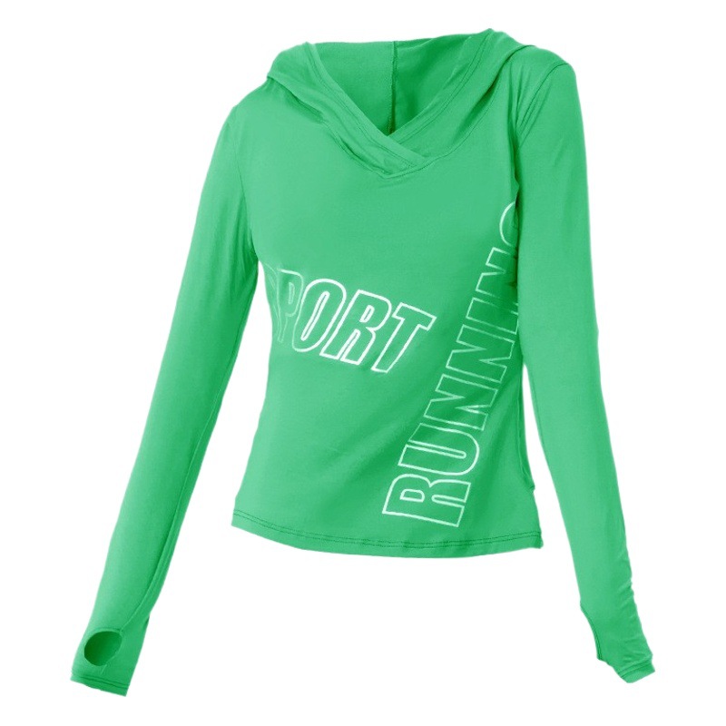 Sports Jacket for Women, Quick-Drying, Hooded, Printed Pullover Top, Fashionable, Sun-Protective, Thin, Running, Fitness, Long-Sleeved