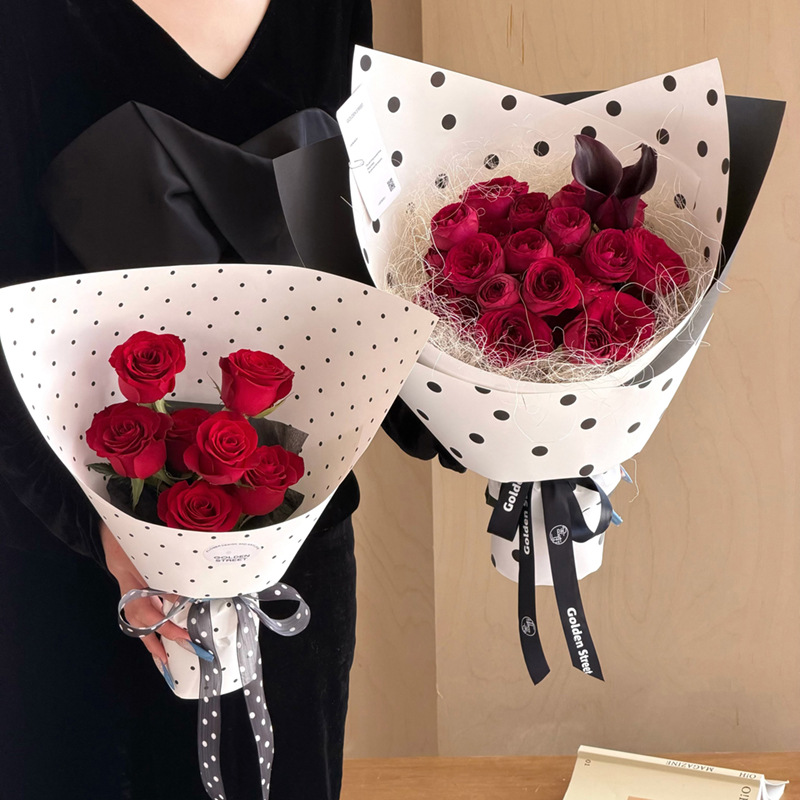 [520 y nuevo producto del Día de la Madre] paquete de papel de embalaje de flores frescas serie de ondas de ondas de Han DiDi materiales de papel de envoltura dulce