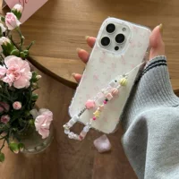 Чехол для телефона Apple iPhone 13/14 (совместим с iPhone 14 Pro), кружевной цветочный рисунок, вариант с ремешком