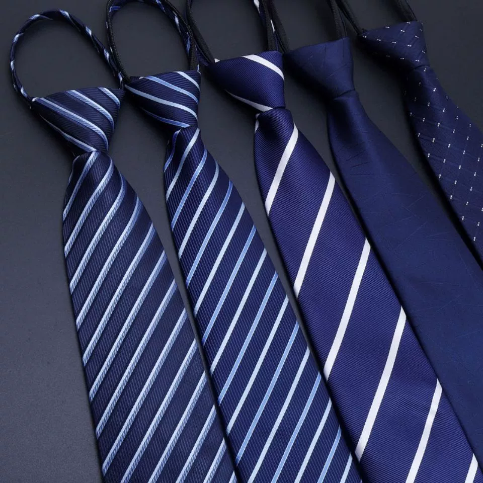 Tie with zipper, blue black classic suit jacket