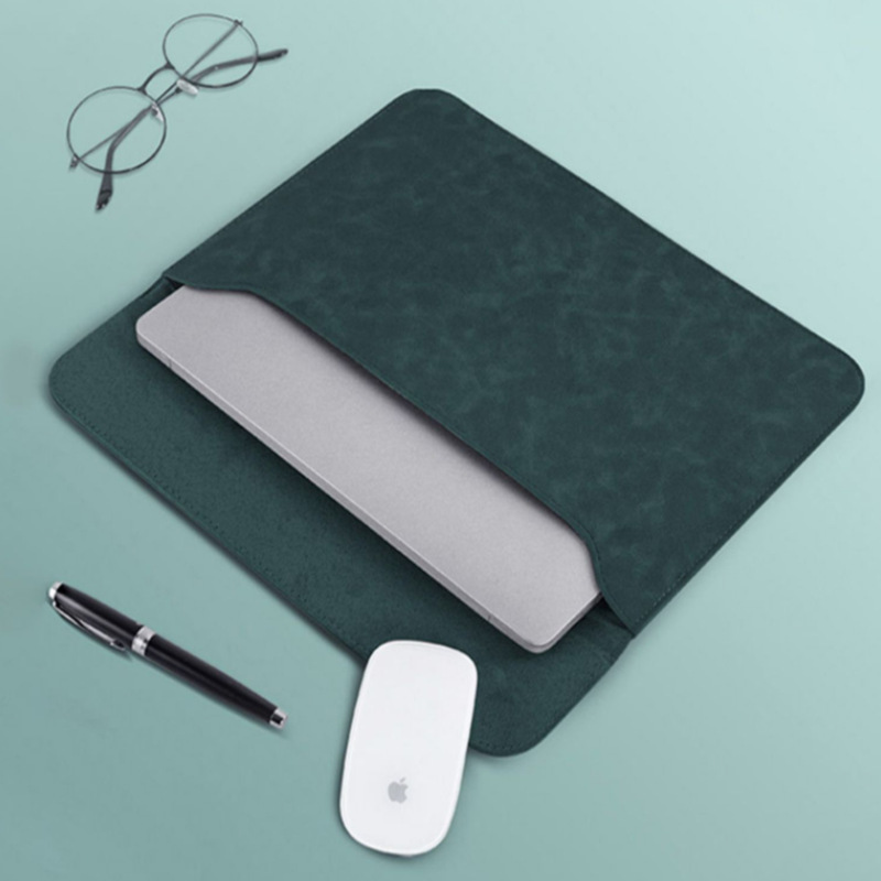 Business Simple Laptop Sleeve Bag PU Computer Bag Waterproof Sleeve Protective Sleeve Fashionable Leather Clutch Bag